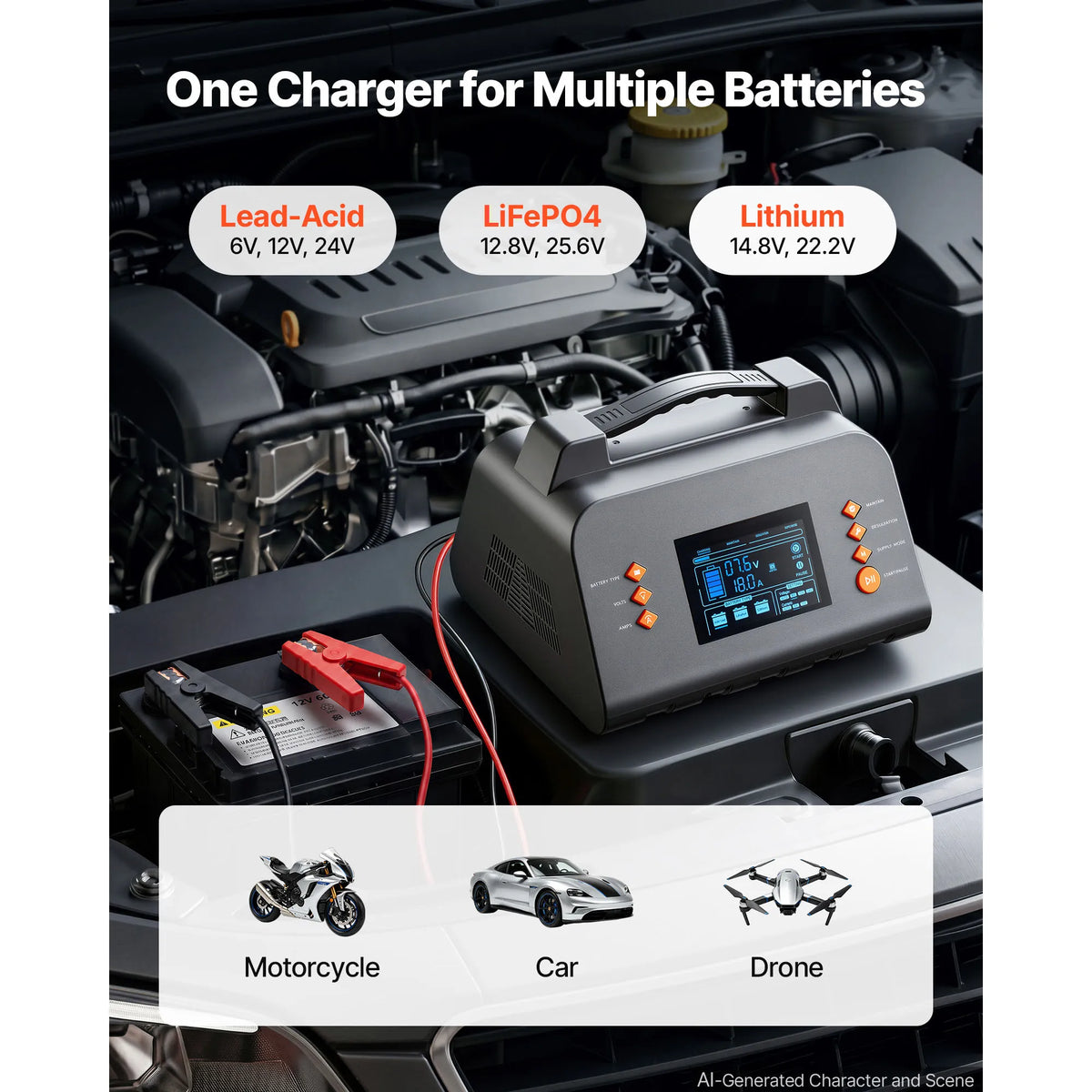 SucceBuy Smart Charger for LiFePO4 and Lead Acid Batteries