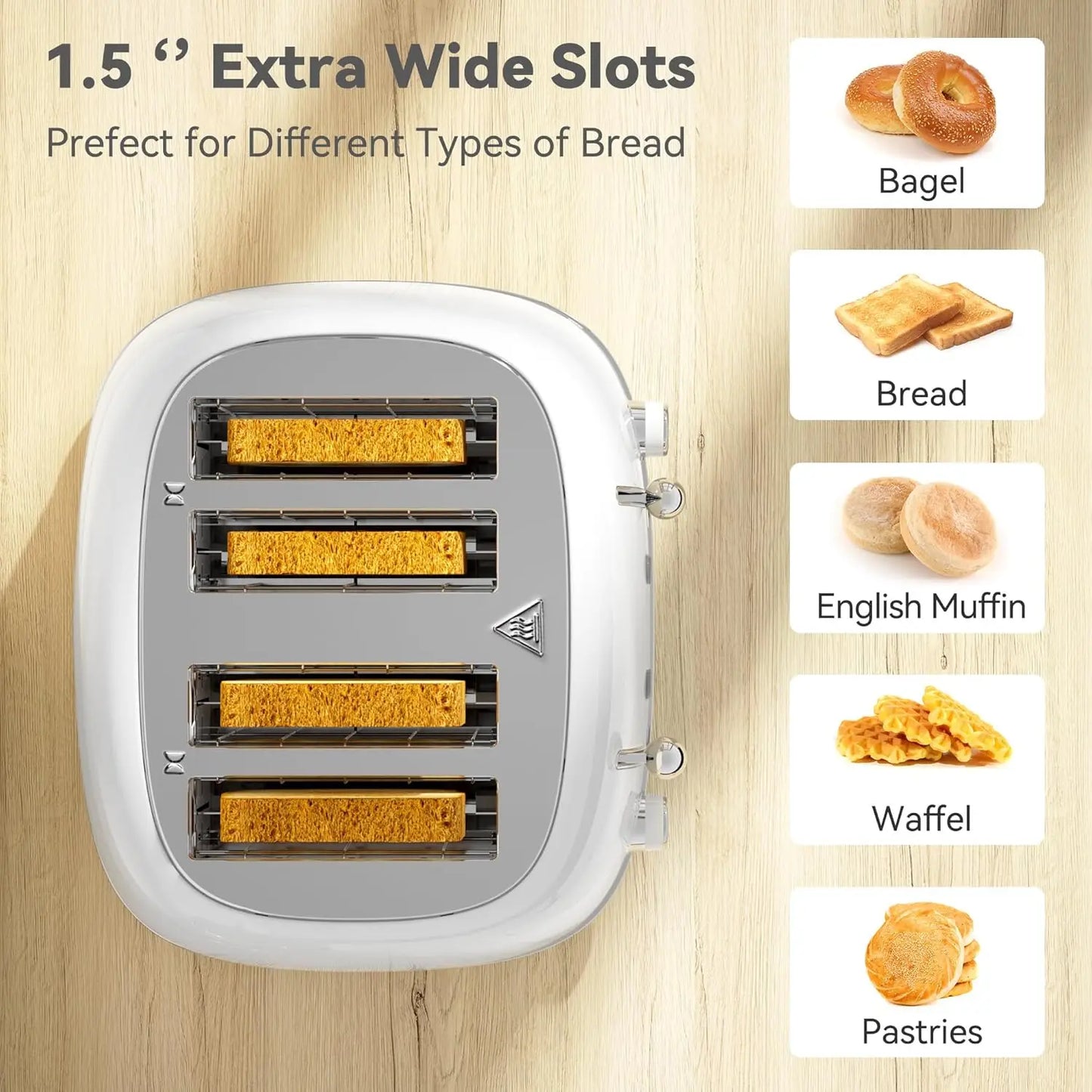 XMSJ 4 Slice Toaster Stainless Steel With 6 Shade Settings
