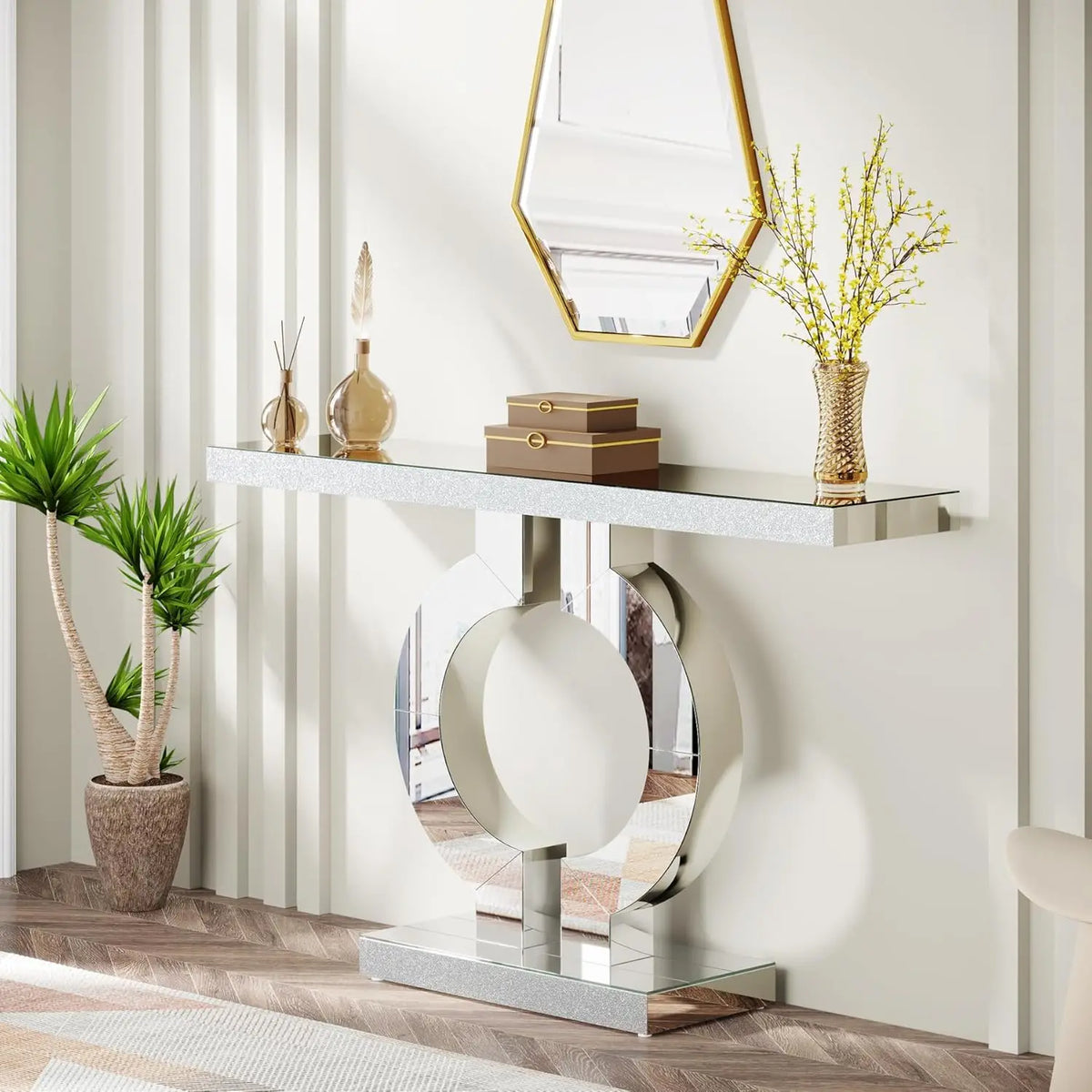 Tribesigns Mirrored Console Table Modern Entryway Accent Furniture