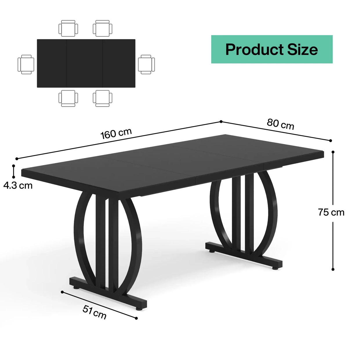 Tribesigns Modern Industrial Wooden Dining Table With Metal Frame