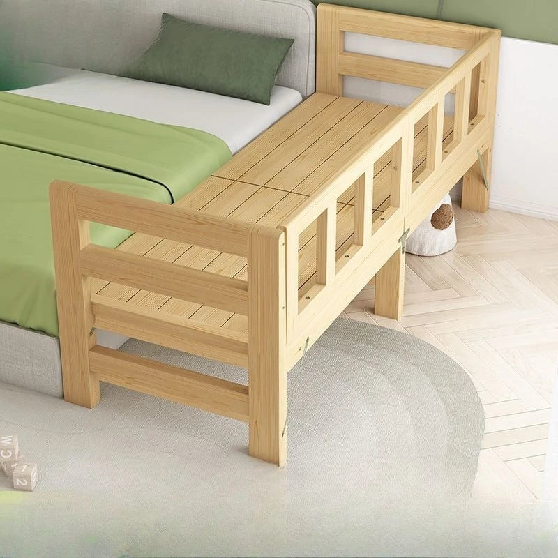 Solid Wood Baby Folding Bed With Guardrail for Children