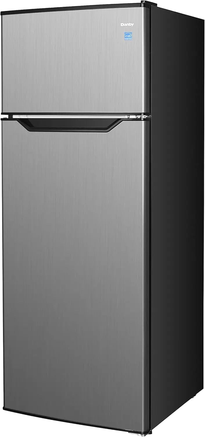 XMSJ Compact Stainless Steel Mini Fridge for Small Kitchens