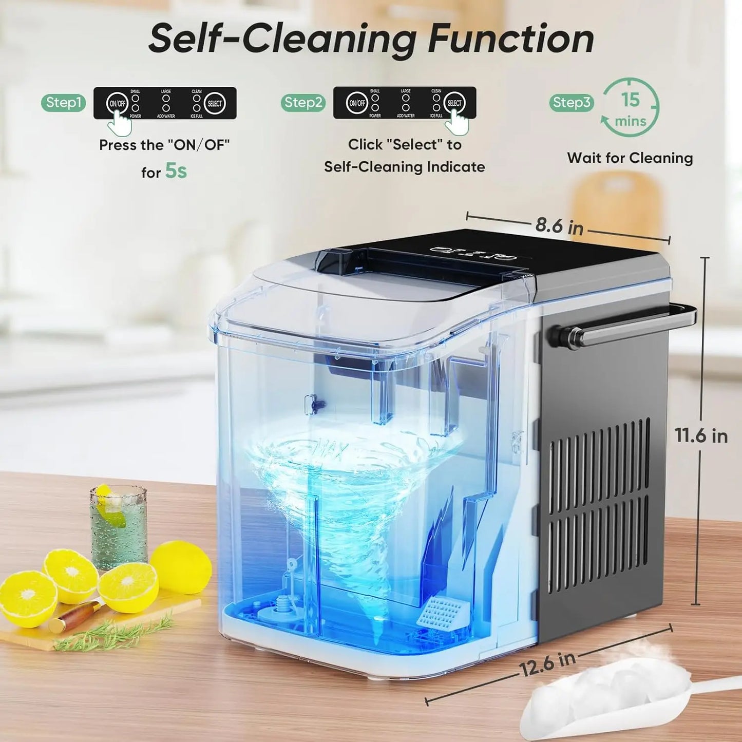 Portable Countertop Ice Maker Self Cleaning Quiet Home Kitchen RV