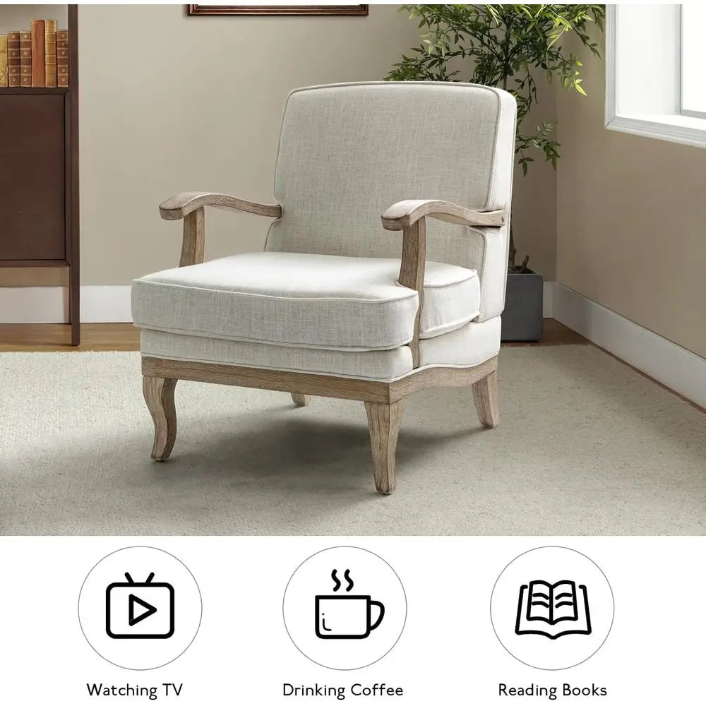 Mid Century Modern Upholstered Accent Chair With Solid Wood Legs
