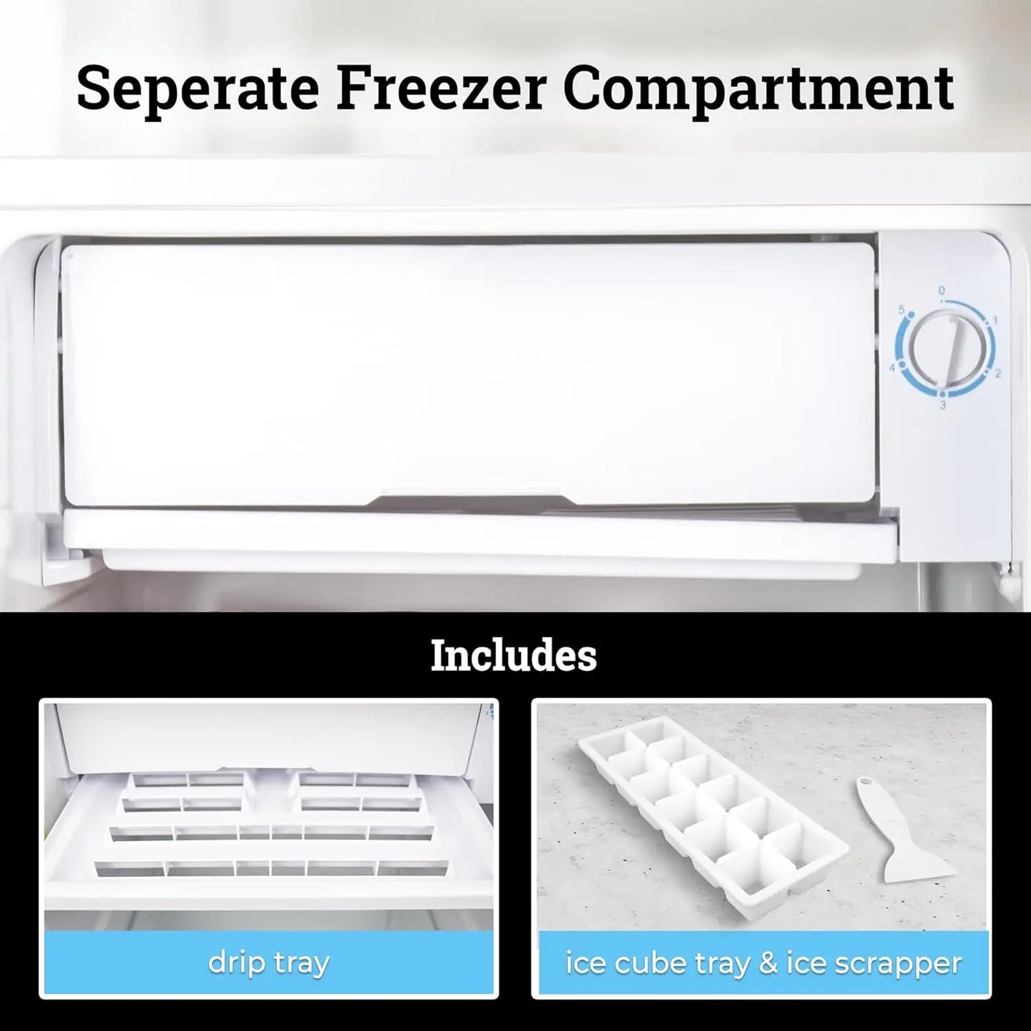 XMSJ Compact Mini Fridge With Freezer Single Door Glass Shelves