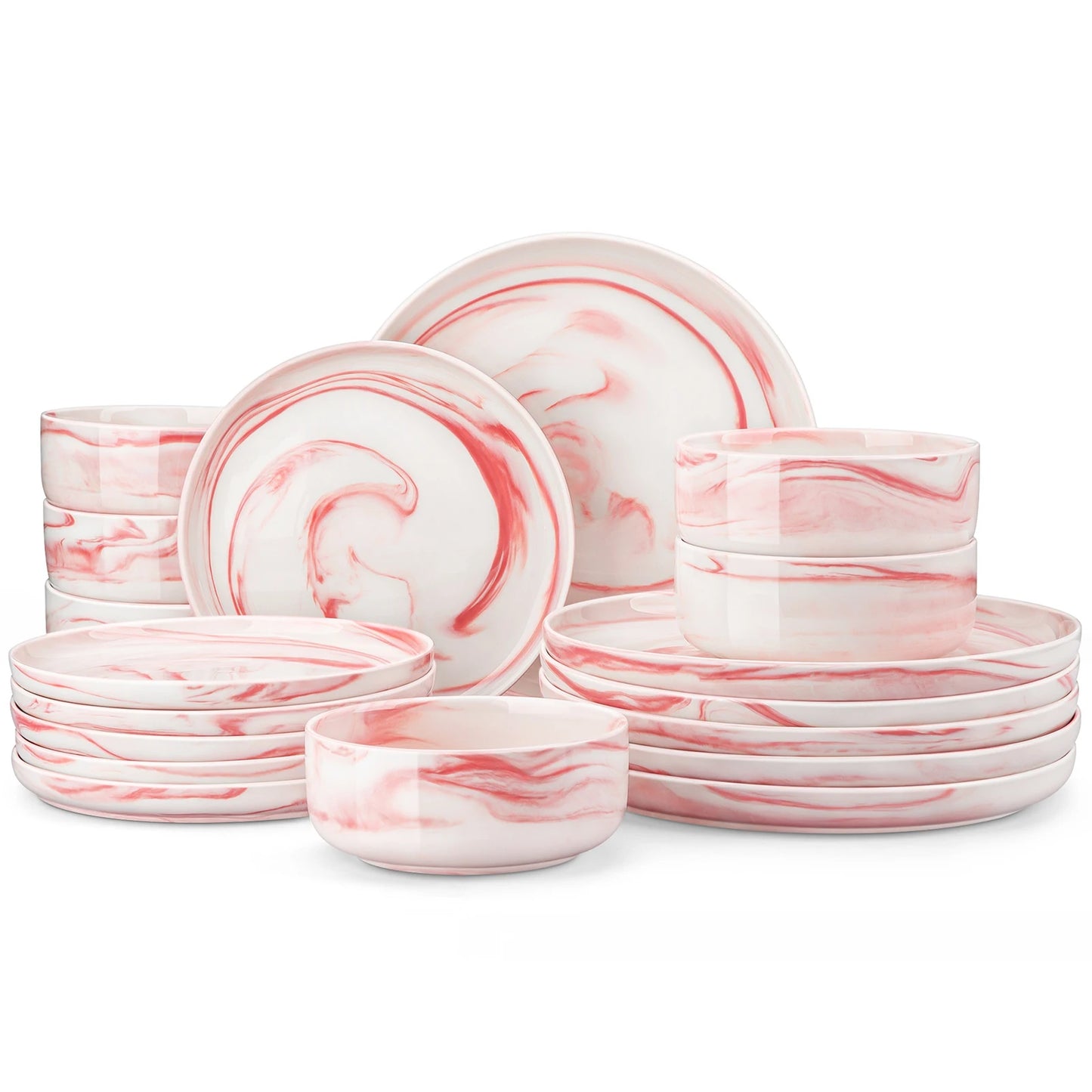 Malacasa Ceramic Dinnerware Set Round Porcelain Plates And Bowls