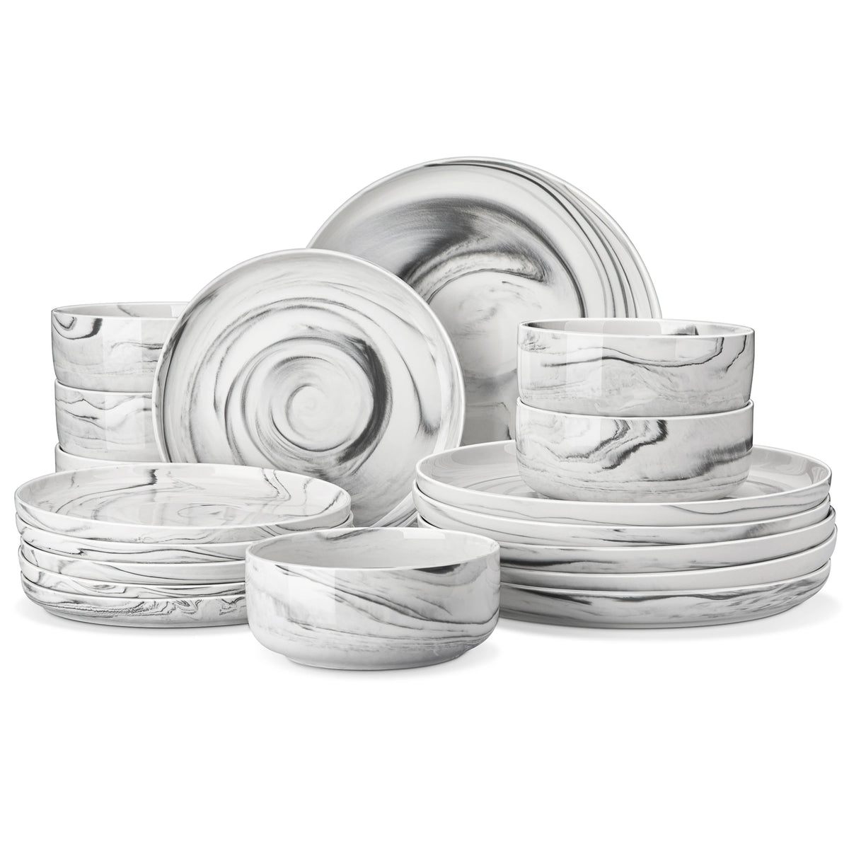 Malacasa Ceramic Dinnerware Set Round Porcelain Plates And Bowls