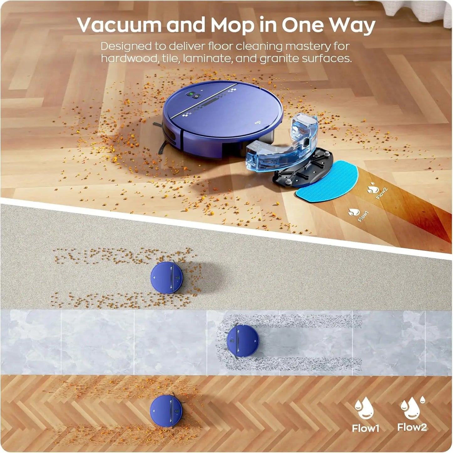 XMSJ 2 In 1 Robotic Vacuum Mop Combo Premium Performance