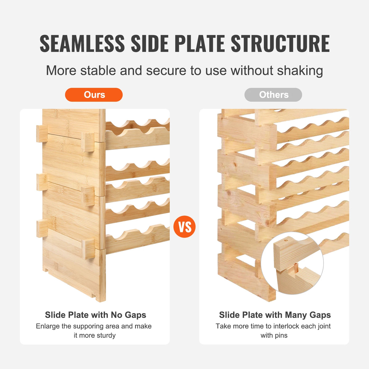 SucceBuy Stackable Bamboo Wine Rack Storage Organizer