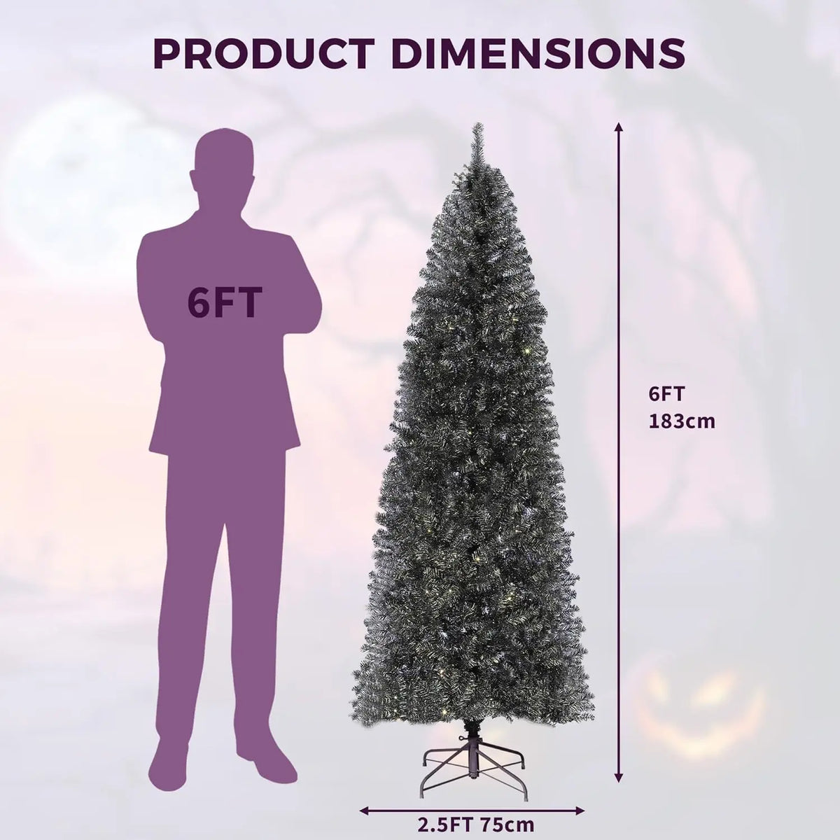 HiMISS Artificial Halloween Christmas Tree With Sturdy Metal Stand
