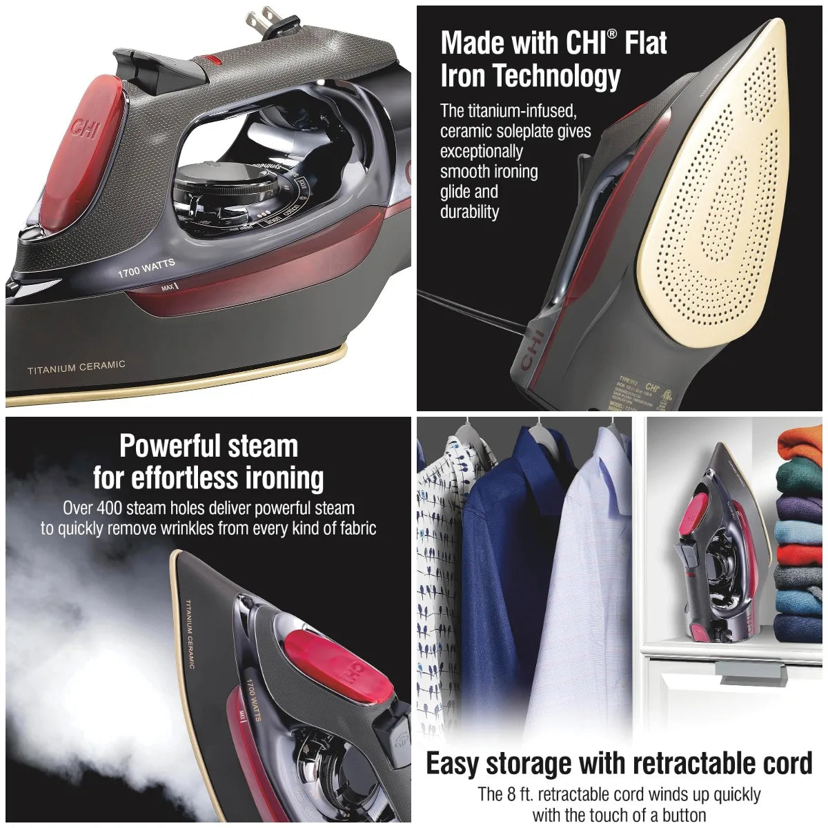 XMSJ Steam Iron 1700W With Auto Shutoff And 8ft Cord