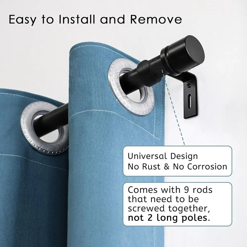 Adjustable Metal Window Curtain Rod With Decorative Finials