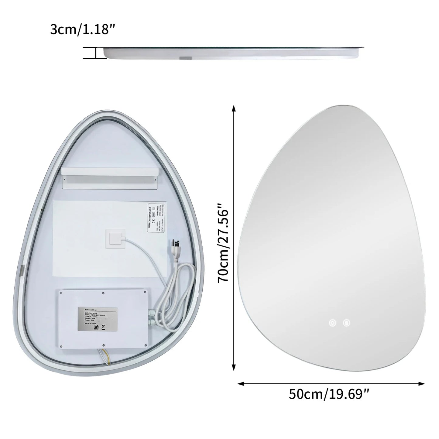 Illuminated LED Irregular Vanity Mirror With Anti Fog Wall Mount