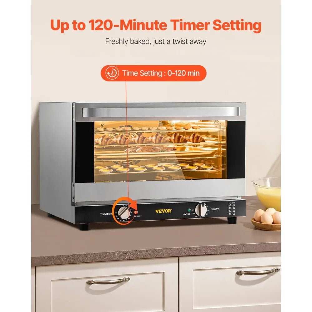 XMSJ 1600W Commercial Convection Oven 4 Tier Glass Door