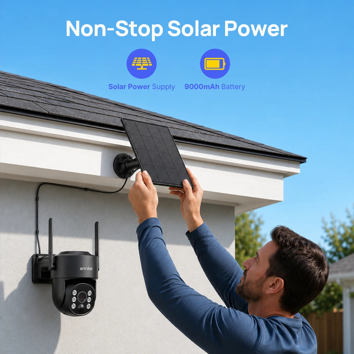ANNKE Solar Wireless Security Camera Night Vision Two Way Talk