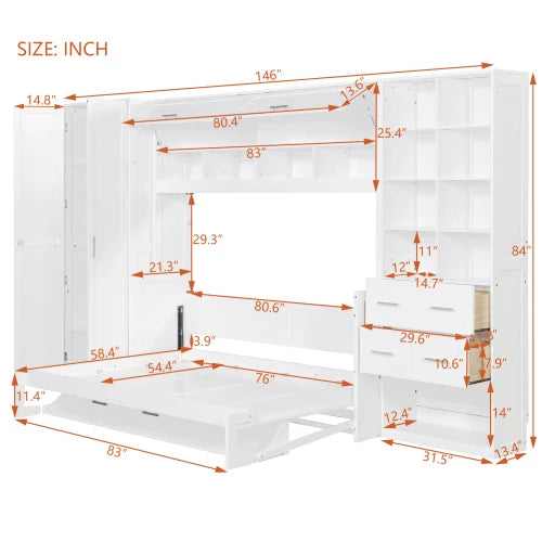 Murphy Wall Bed Cabinet With Closet Drawers And Shelves