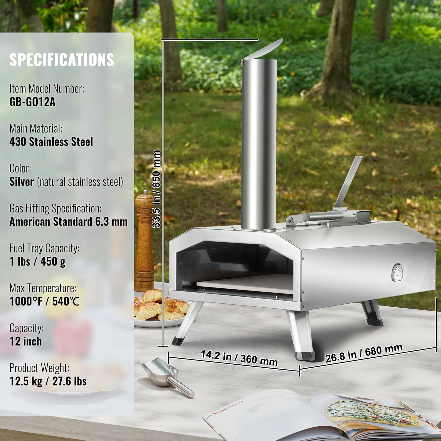 SucceBuy Portable Outdoor Oven Includes Pizza Stone Waterproof Cover