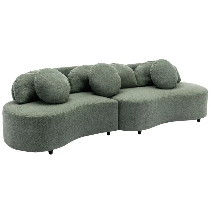 Modern Lamb Velvet Sofa With Decorative Pillows For Living Rooms