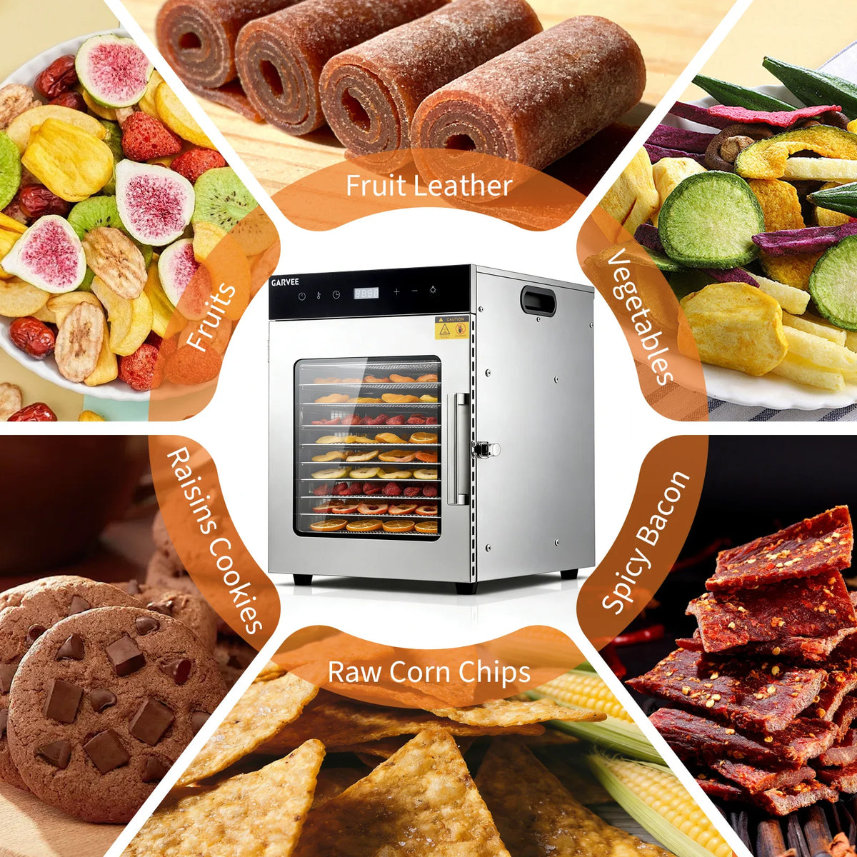 HiMISS Stainless Steel Digital Food Dehydrator With Adjustable Temperature Control