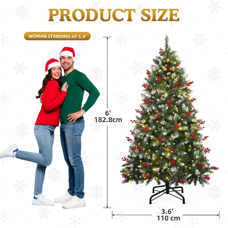 Uforic Prelit Artificial Christmas Tree With Pine Cones And Remote Control