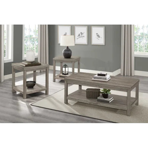 Rustic Three Piece Living Room Coffee and End Table Set