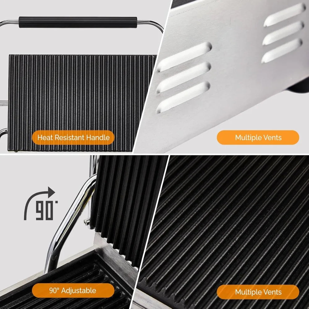 ROVSUN 811E Panini Grill 2200W Stainless Steel Electric Sandwich Maker