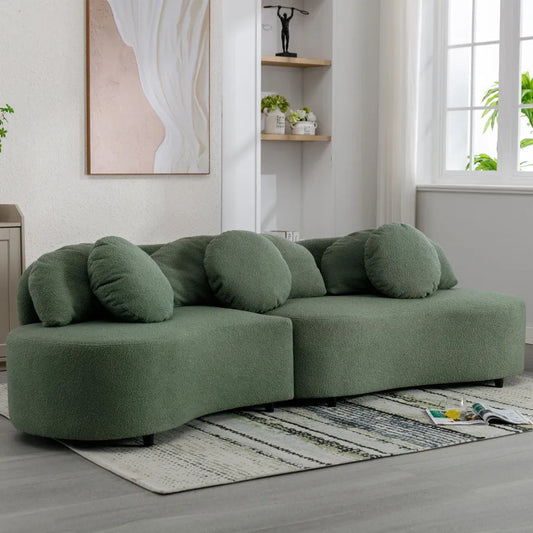 Modern Lamb Velvet Sofa With Decorative Pillows For Living Rooms