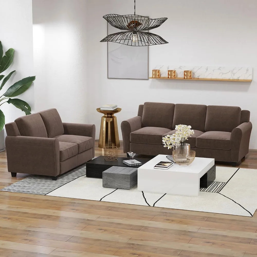 Modern Loveseat Sofa For Living Room With Thick Cushions