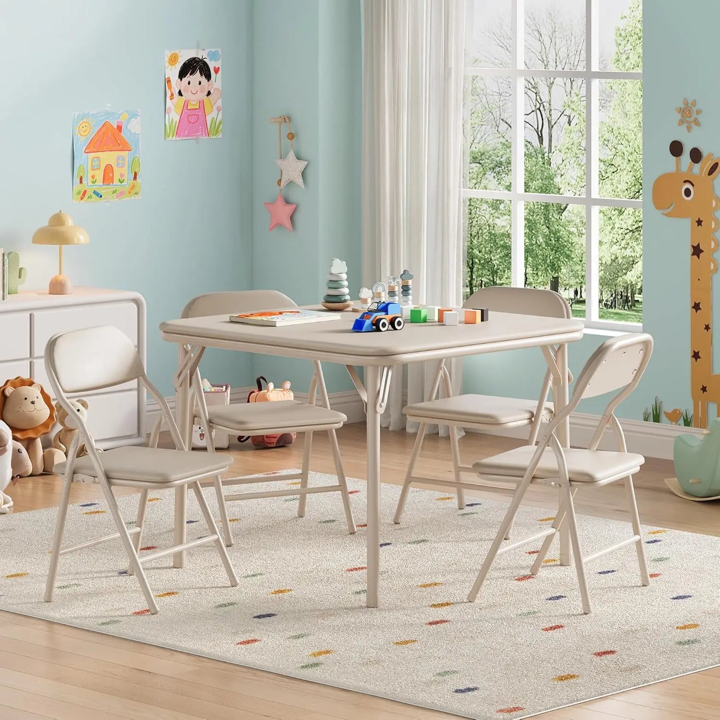 Studyset Kids Folding Table and Chairs Set for Daycare Classrooms
