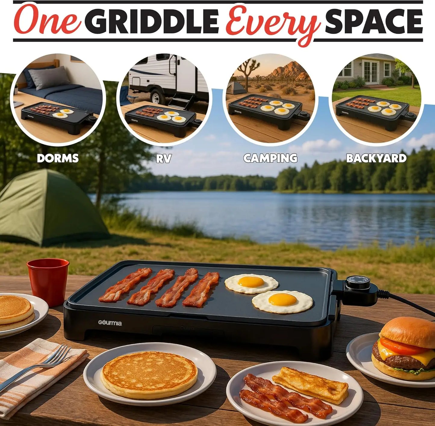 XMSJ 1700W Electric Griddle Pan With Nonstick Ceramic Surface