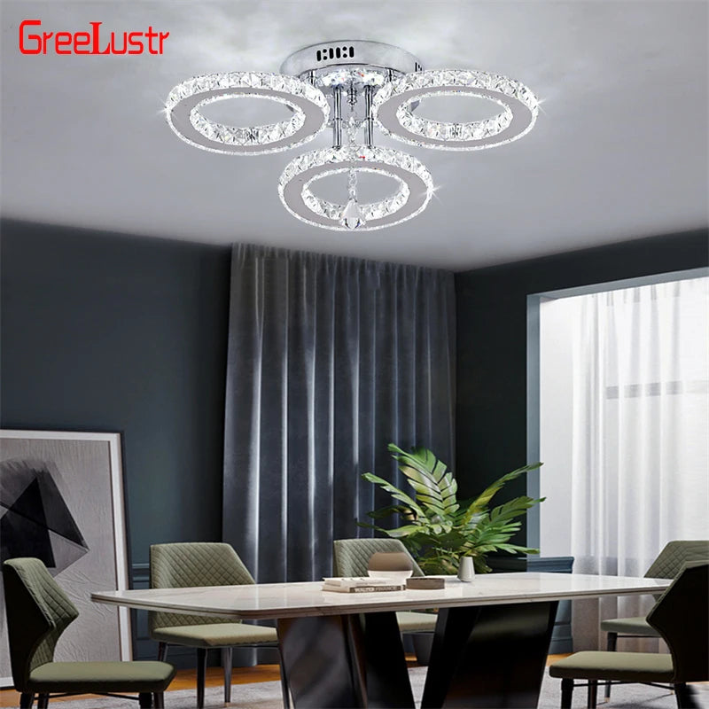 GreeLustr Modern Led Crystal Pendant Ceiling Light Fixture