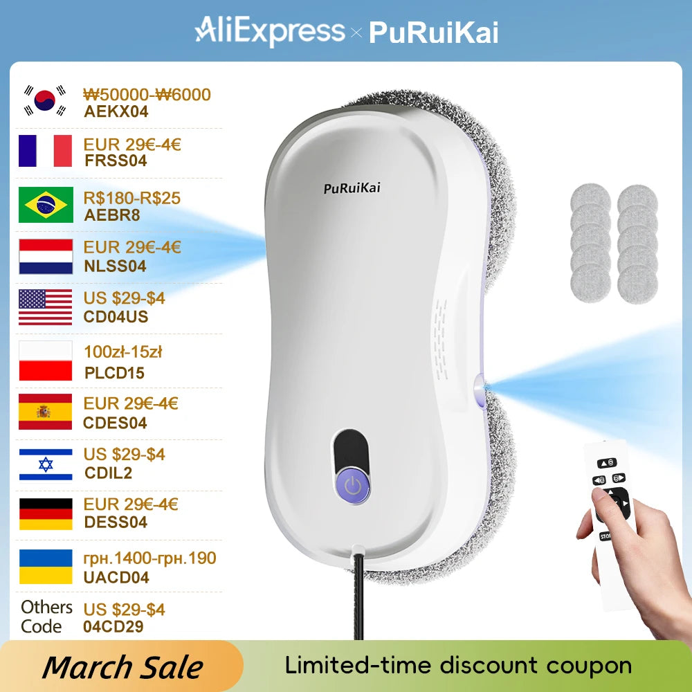 PuRuikai Electric Remote Control Robot Window Glass Cleaner