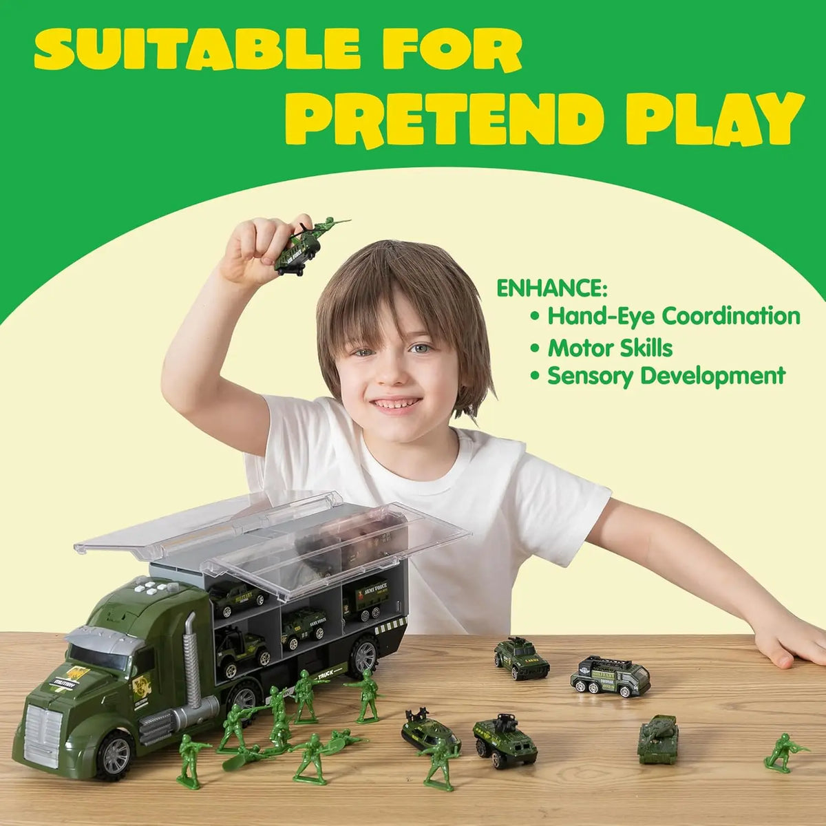 Joyfy Military Carrier Truck Toy Set With Soldiers And Tanks