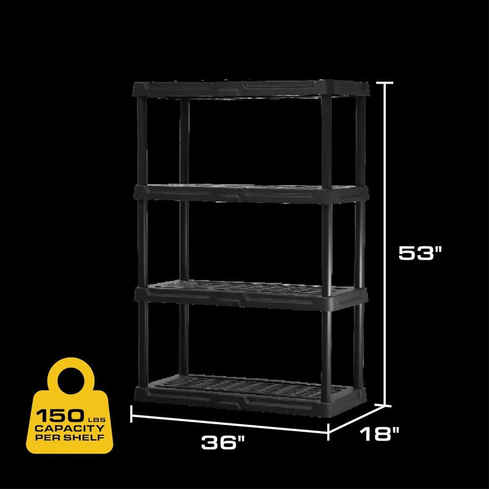Centrex CX 4 Tier Heavy Duty Plastic Storage Shelves 150lbs Capacity Per Shelf