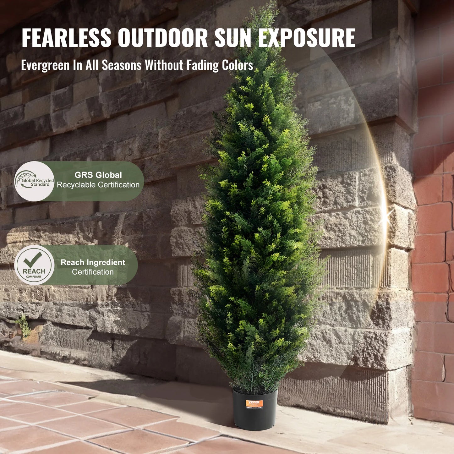 Artificial Cedar Topiary Tree With Faux Pine Cypress Evergreen Decor
