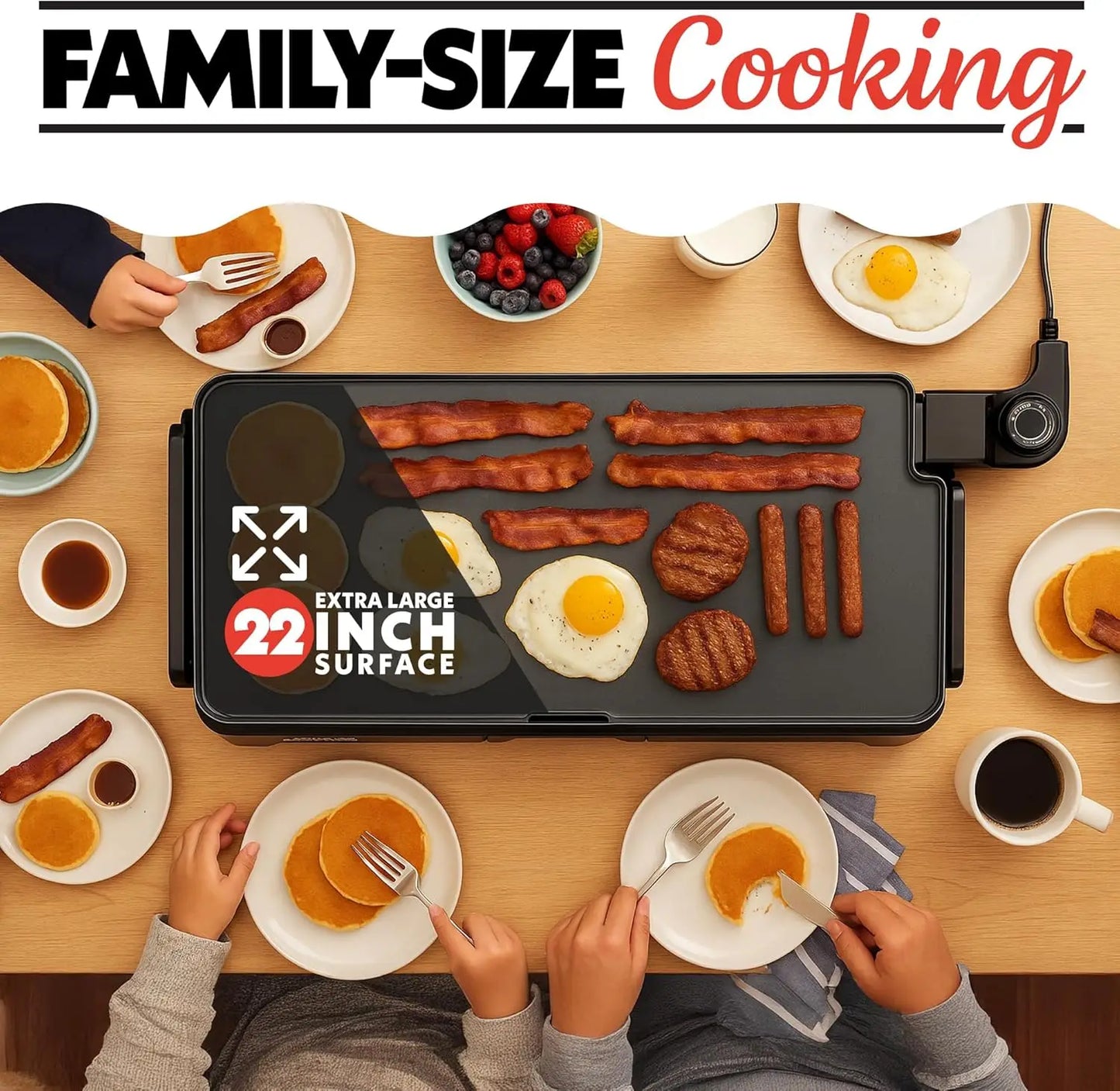XMSJ 1700W Electric Griddle Pan With Nonstick Ceramic Surface