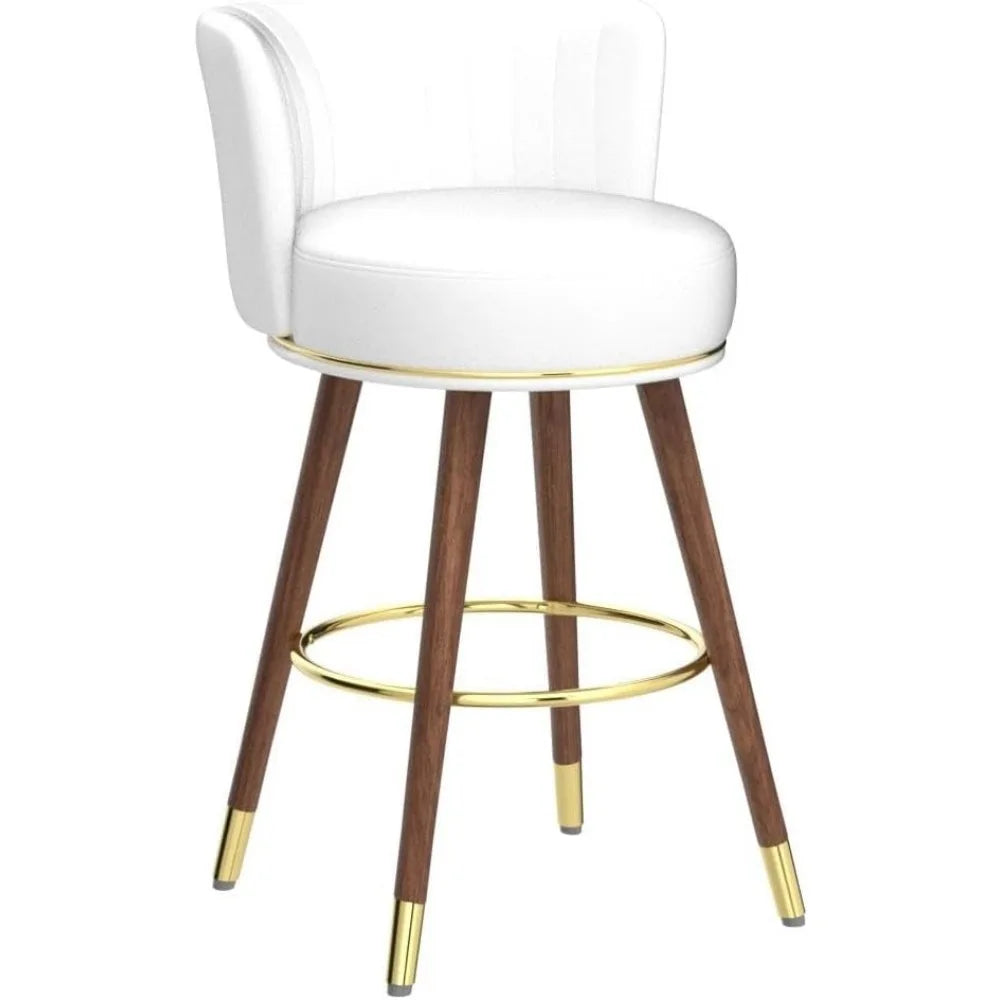 Counter Swivel Bar Stools Leather Upholstered Wood Legs Footrest Chairs