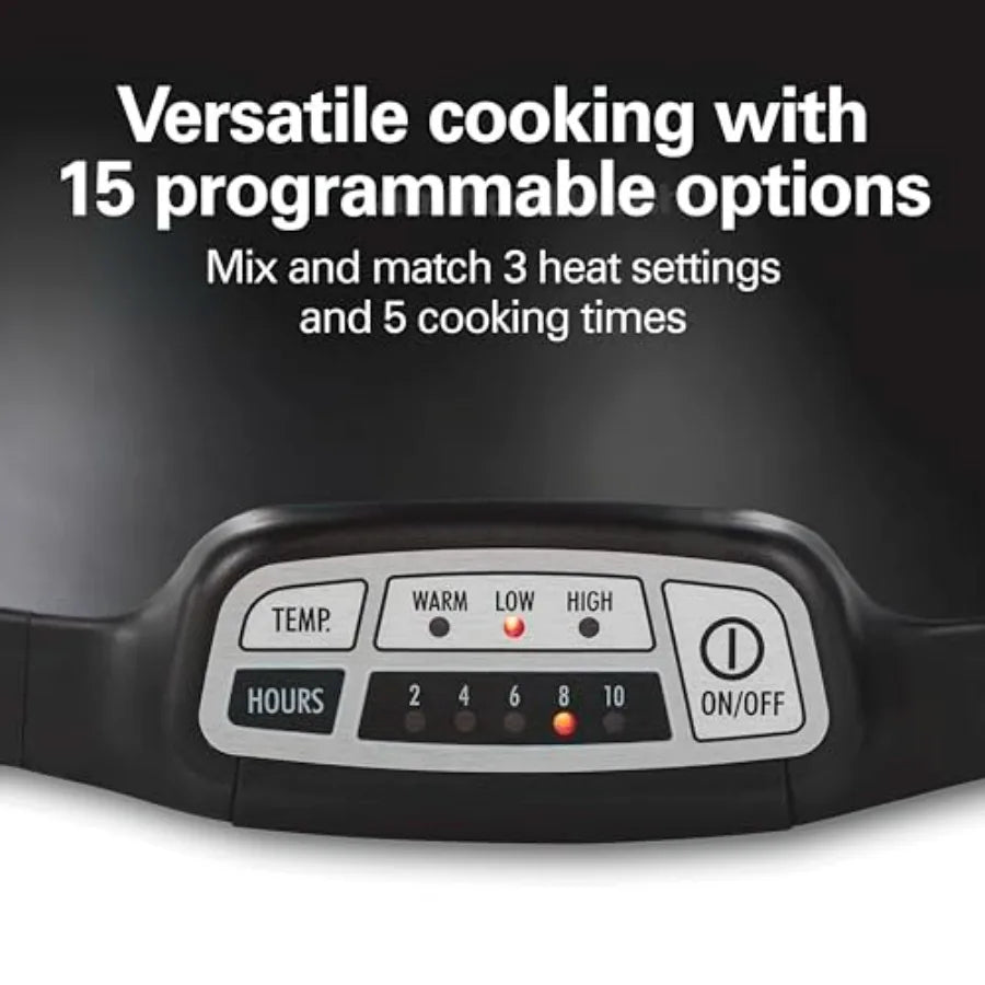 Programmable Slow Cooker with Three Temperature Settings and Travel Lid