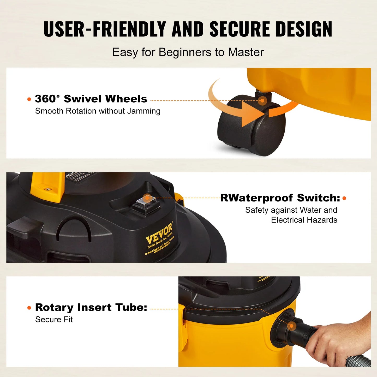 SucceBuy Wet And Dry Shop Vacuum 6 Peak HP With Blower Two In One Crevice Nozzle