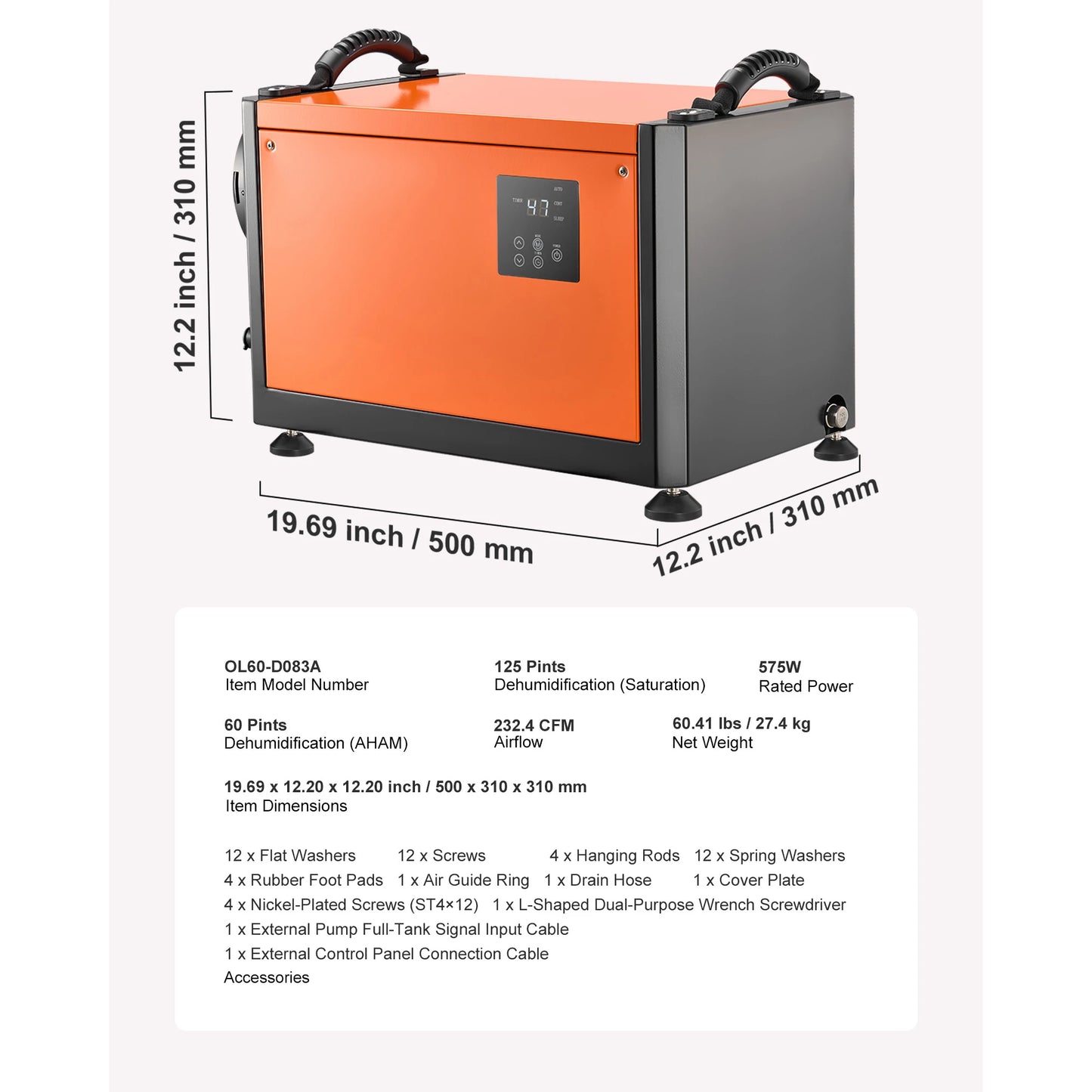 SucceBuy Commercial Dehumidifier With Drain Hose For Crawl Space Storage