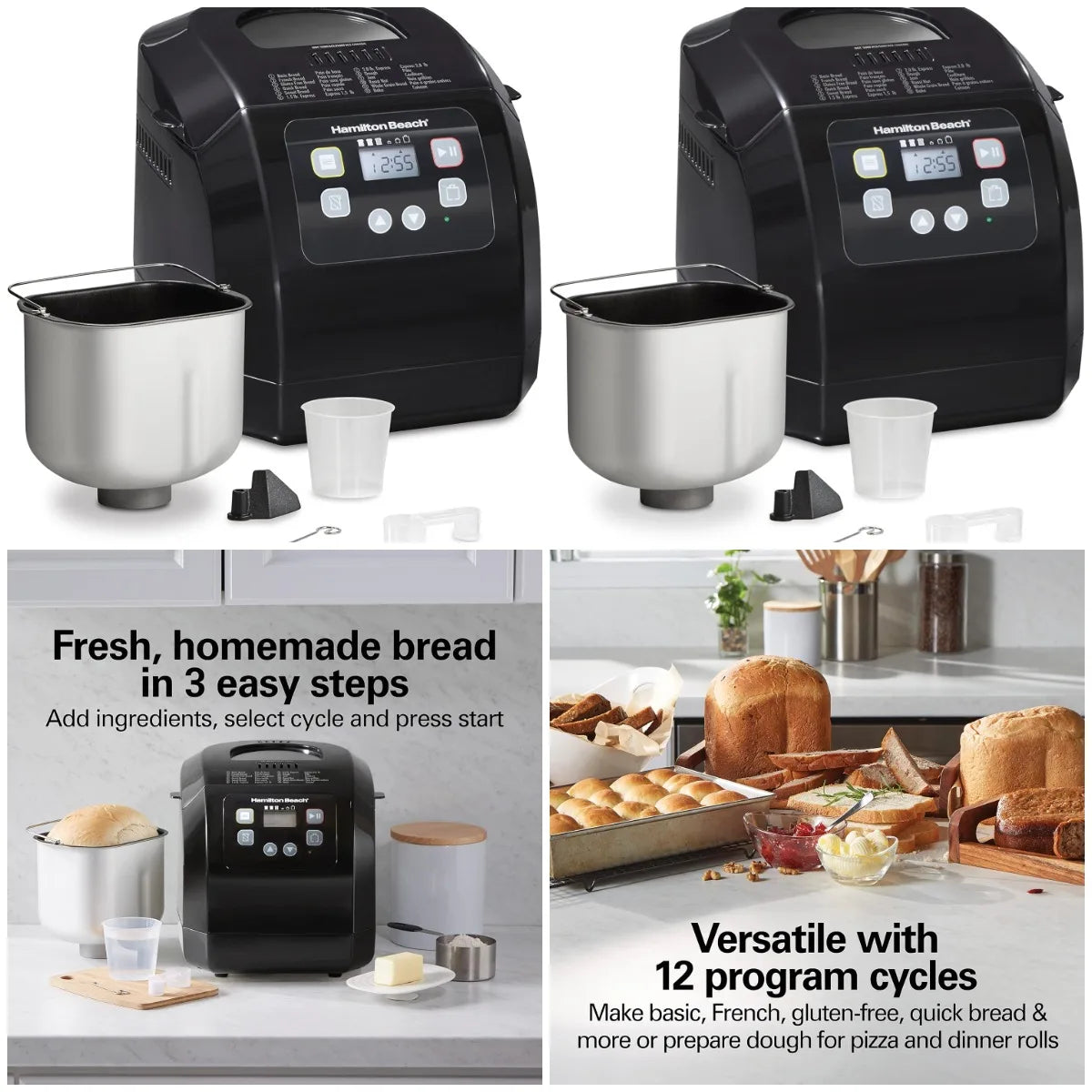 XMSJ Automatic Bread Maker Digital Programmable 12 Settings Gluten Free