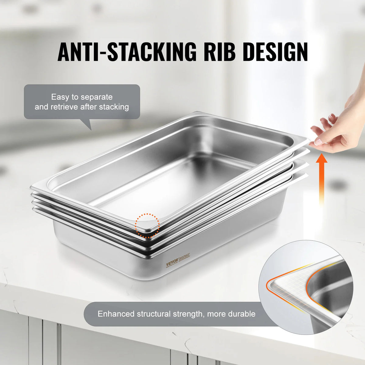 SucceBuy Four Pack Stainless Steel Steam Table Pans With Lids
