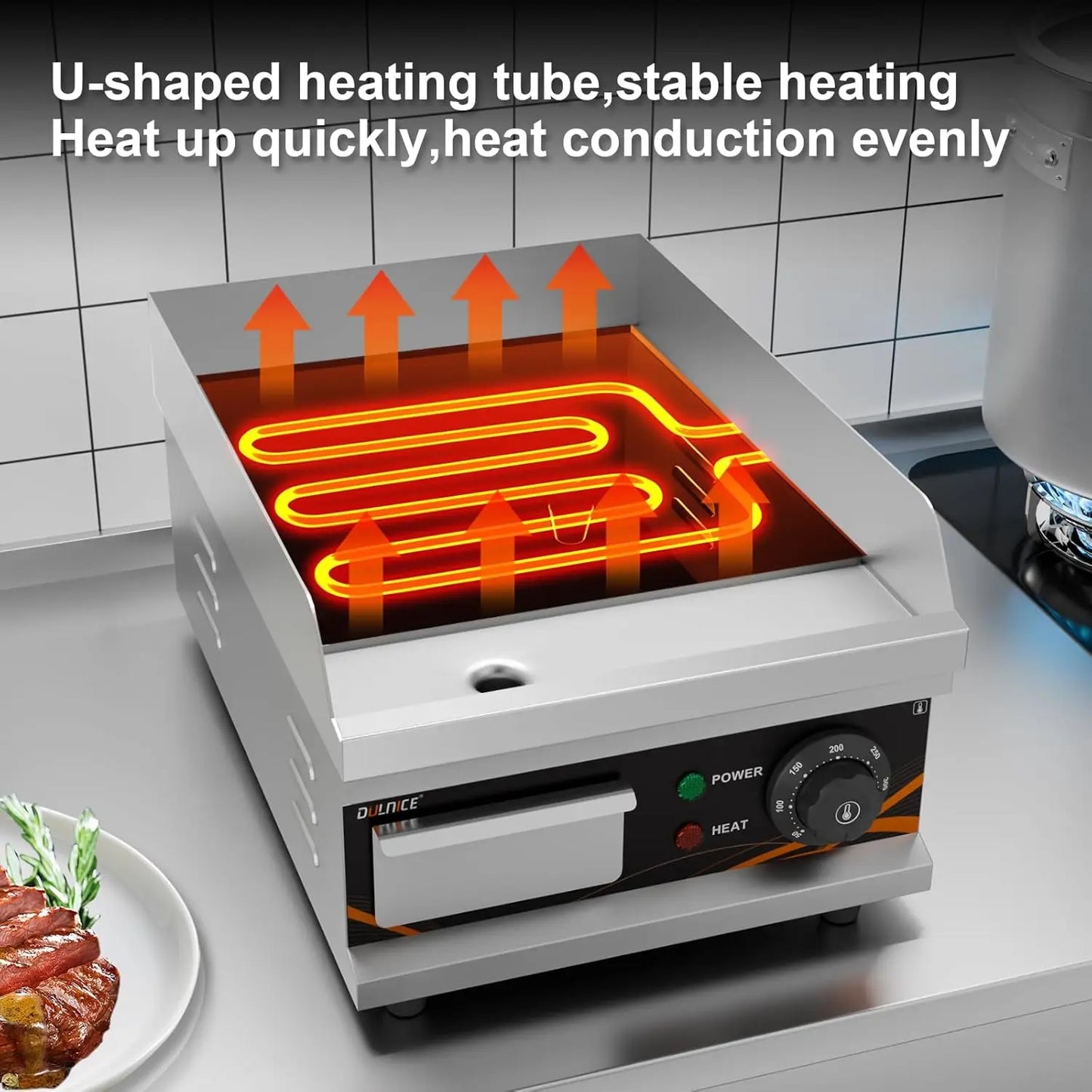 XMSJ Commercial Electric Griddle Flat Top Grill With Temperature Control