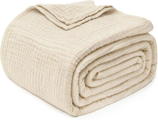 100 Percent Cotton Muslin Throw Blanket Lightweight All Season Comfort