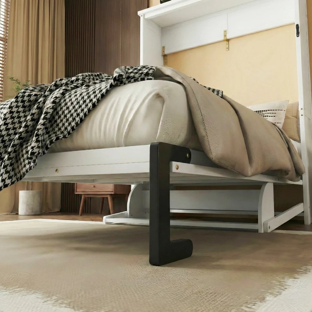 Space-Saving Vertical Wood Murphy Bed Cabinet With Desk