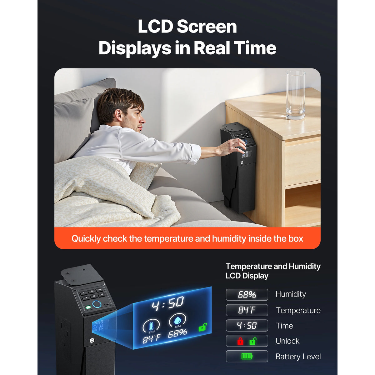 SucceBuy Quick Access Fingerprint Password Key Slider Safe Box