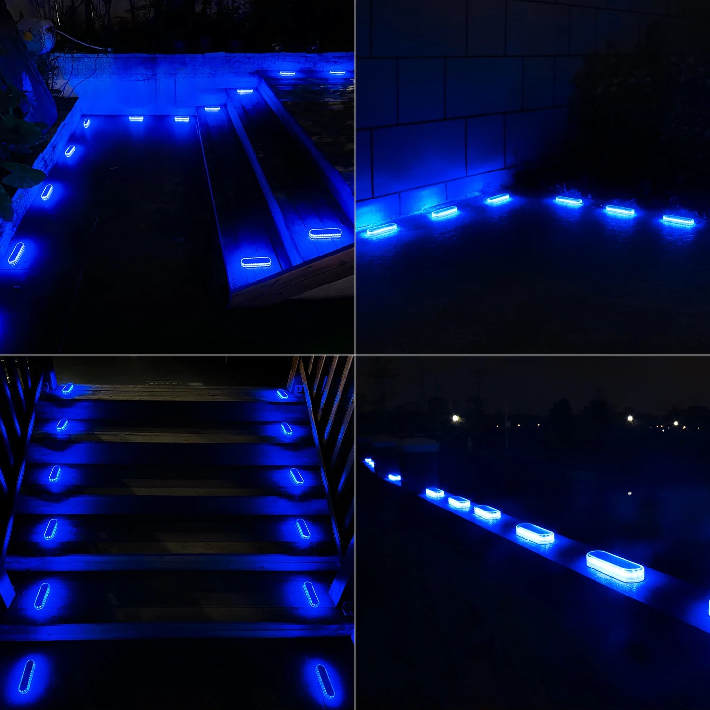 Solar LED Deck Lights Auto On Off IP68 Waterproof Outdoor 4 Pack