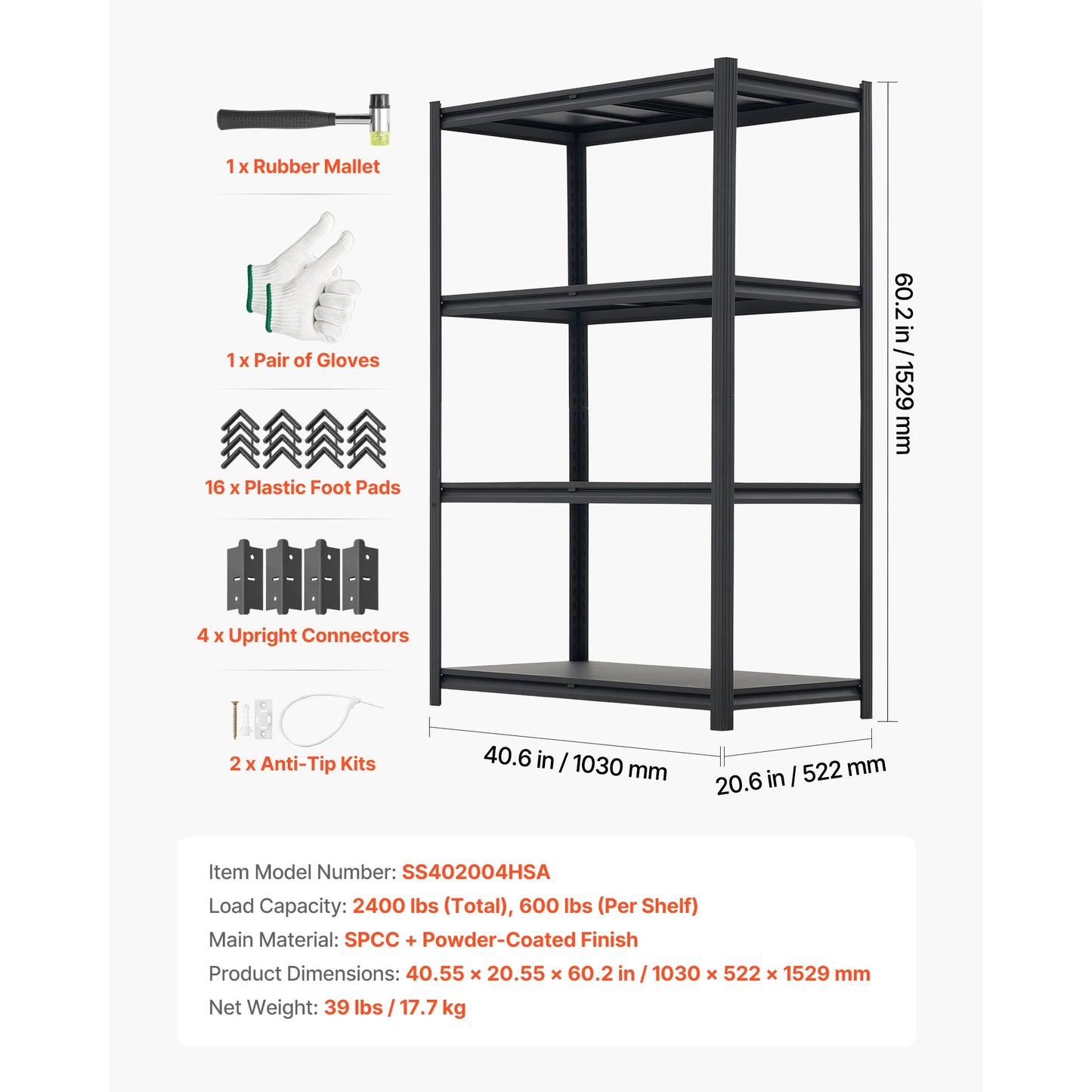 SucceBuy 4/5-Tier Adjustable Garage Storage Shelves Utility Rack