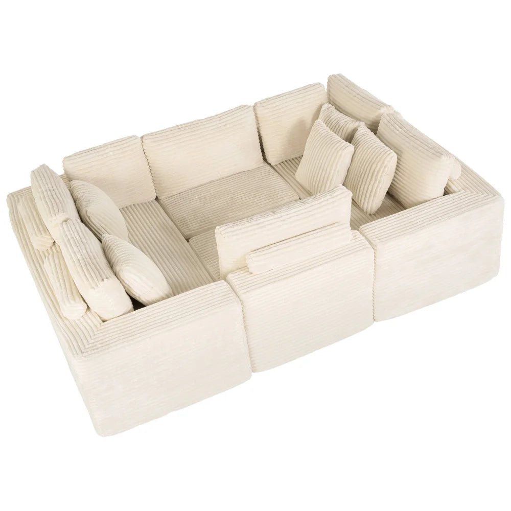 Modular U Shaped Sectional Sofa 6 Seater With Reversible Design