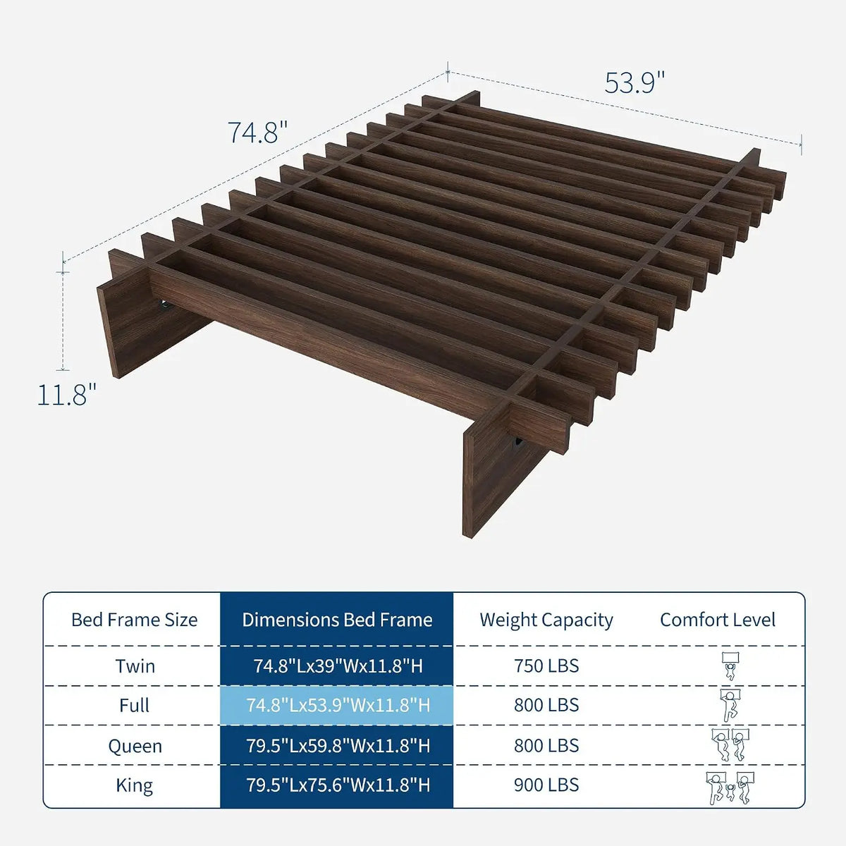 HiMISS Wood Platform Bed Frame Low Profile No Box Spring